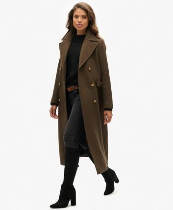 superdry Manteau croisé en mélange laine – Coupe slim