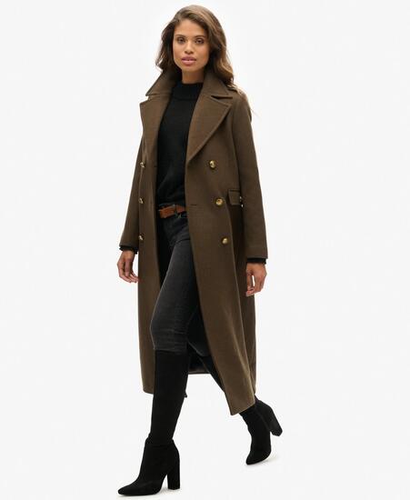 superdry Manteau croisé en mélange laine – Coupe slim