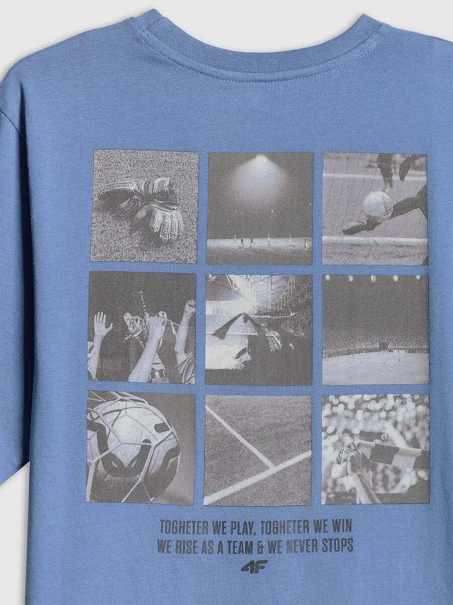 T-shirt loose z nadrukiem chłopięcy 4F 4FJRSS26TTSHM4277 4/6