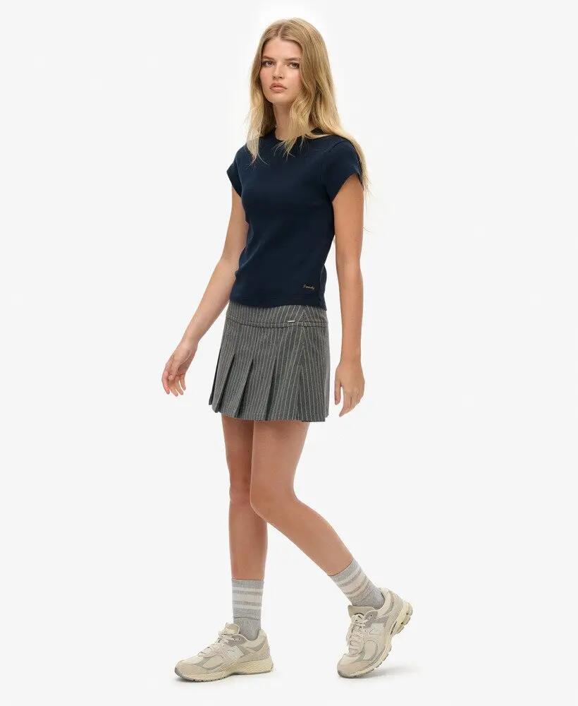 superdry Jupe Mini plissée à rayures fines 3/7