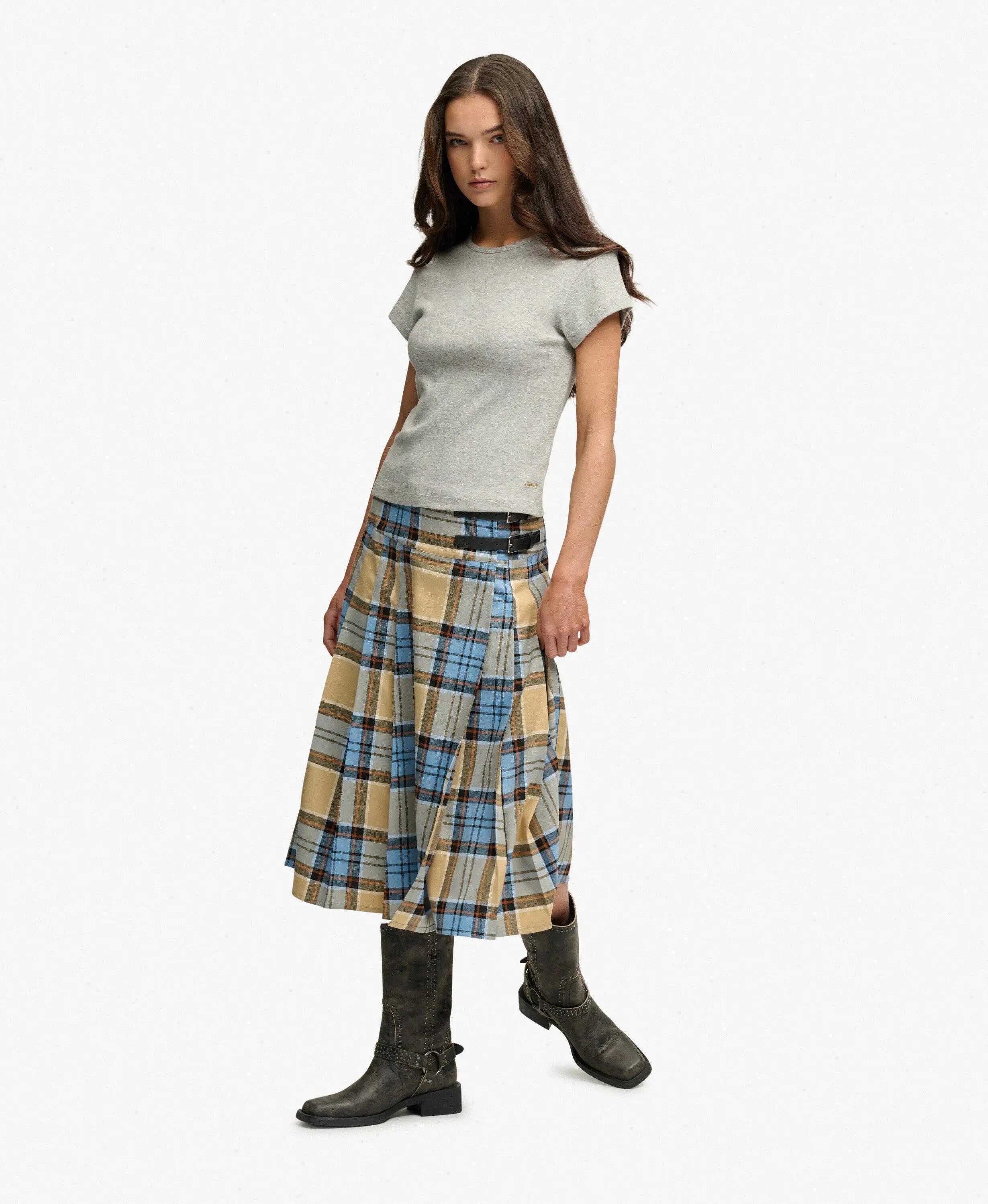 superdry Jupe mi-longue plissée à carreaux 4/6