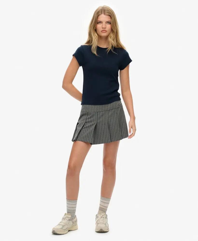 superdry Jupe Mini plissée à rayures fines 2/7