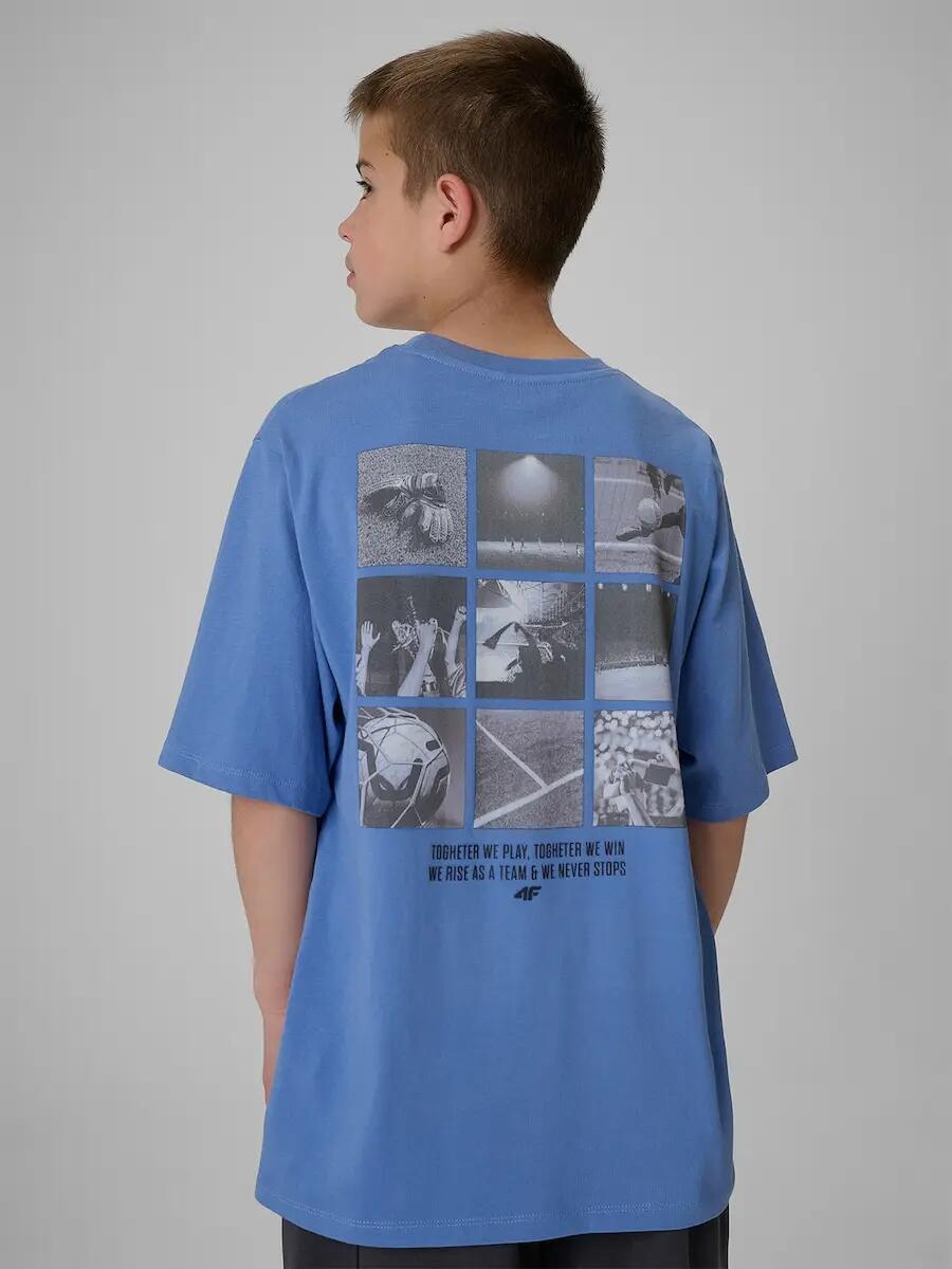T-shirt loose z nadrukiem chłopięcy 4F 4FJRSS26TTSHM4277 2/6