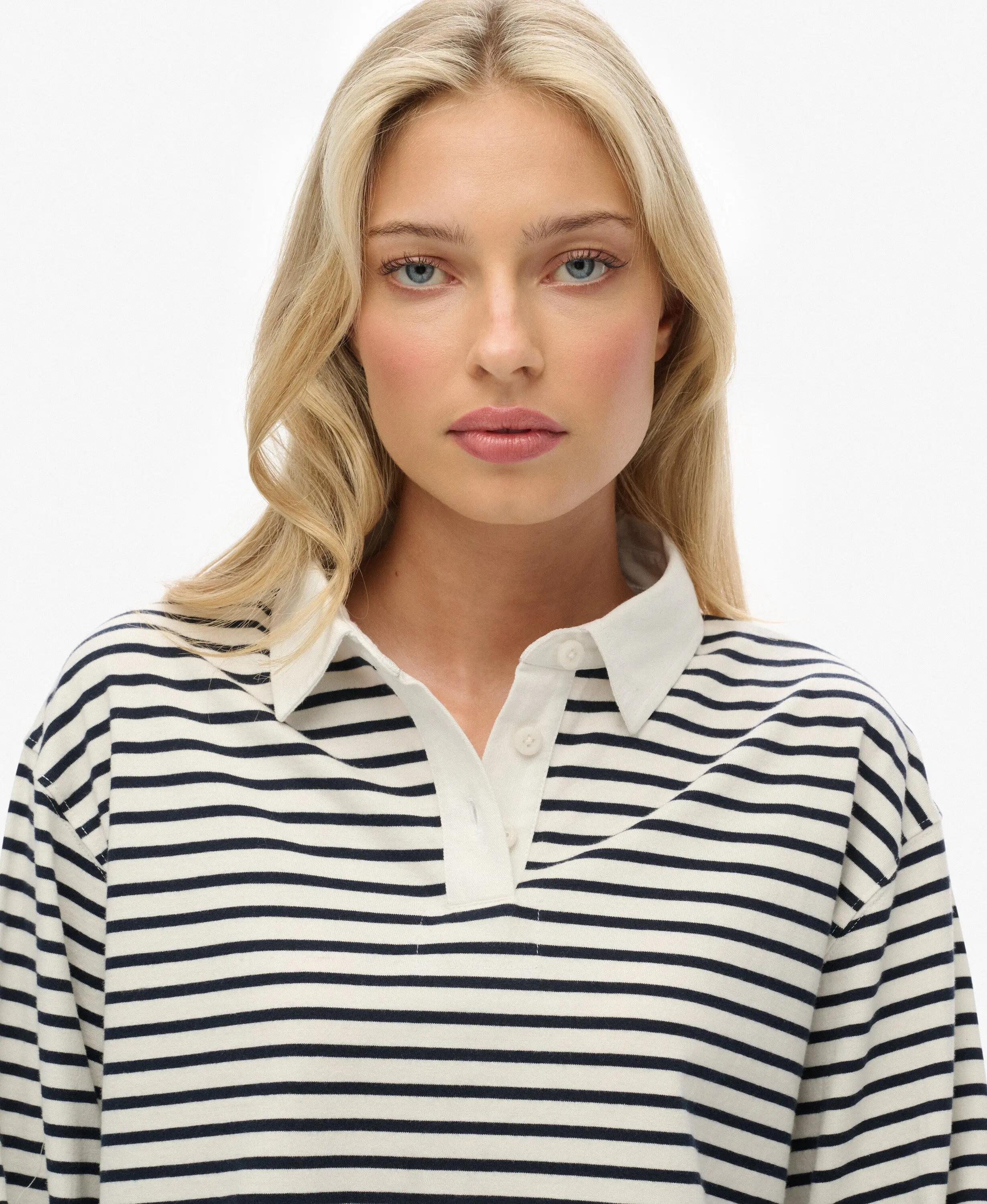 superdry Kurzes Rugby-Top mit Streifen – Oversized Passform 4/5