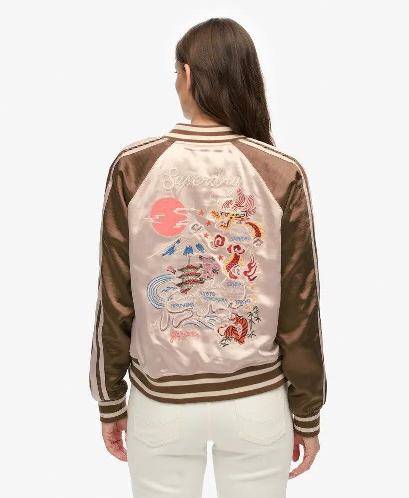 superdry Bomber Suikajan bordada Champagne/Antique Bronze 6/7