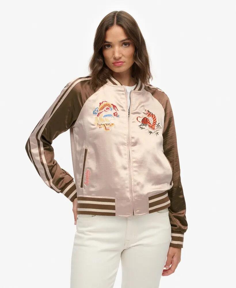 superdry Bomber Suikajan bordada Champagne/Antique Bronze 5/7