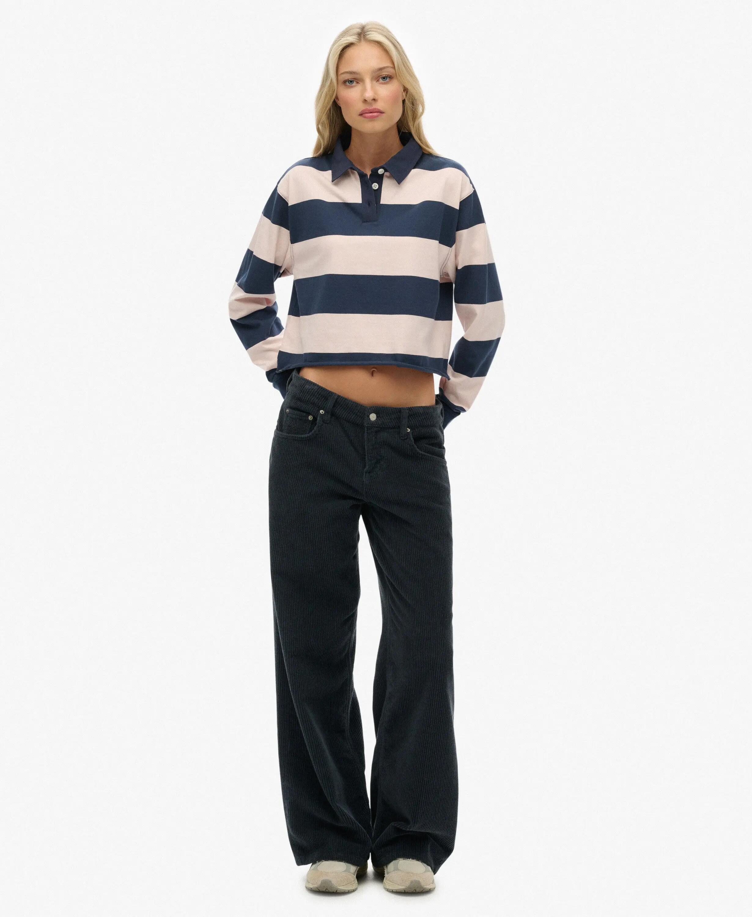 superdry Cropped Rugby Top met Strepen – Oversized Pasvorm 3/6