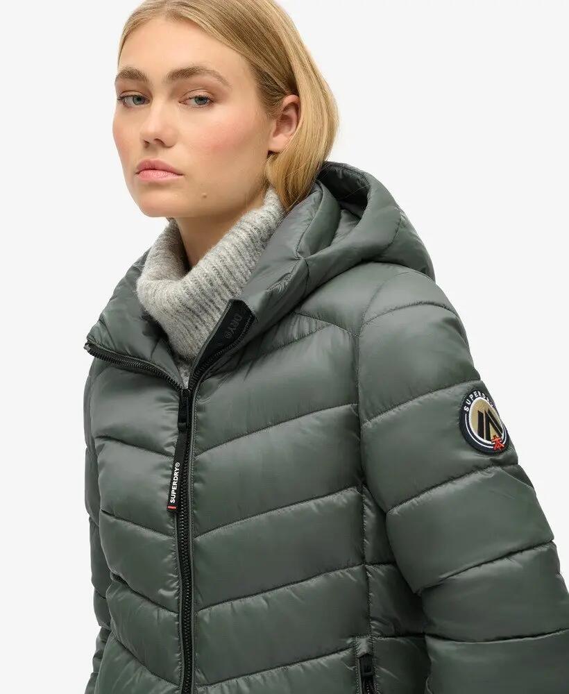 superdry Kurtka pikowana Hooded Fuji Mid - Stormy Weather Blue 3/6