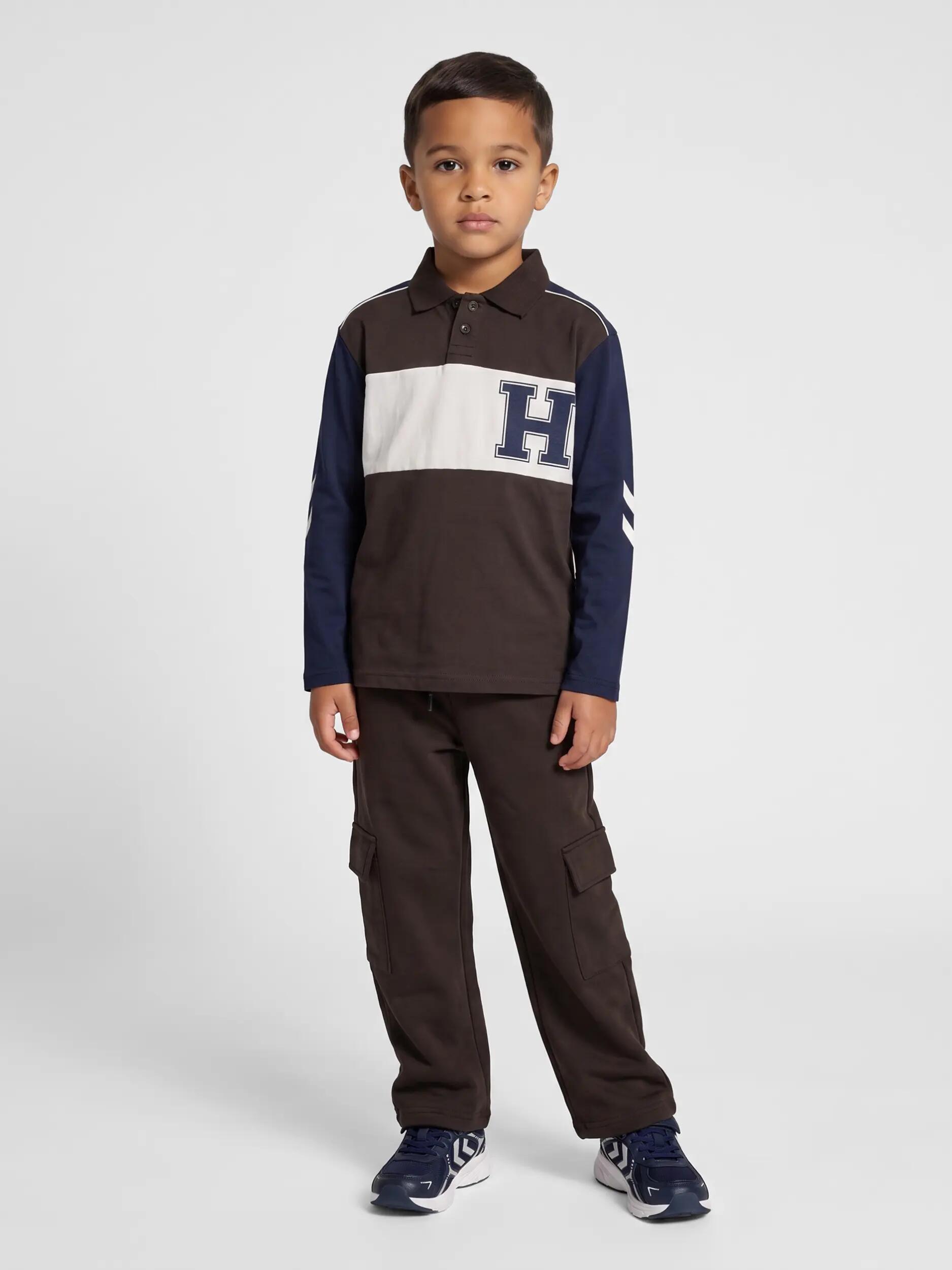 hummel Lange mouw jersey polo van biologisch katoen – TURKISH COFFEE 5/6