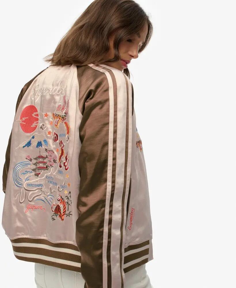 superdry Bomber Suikajan bordada Champagne/Antique Bronze 2/7