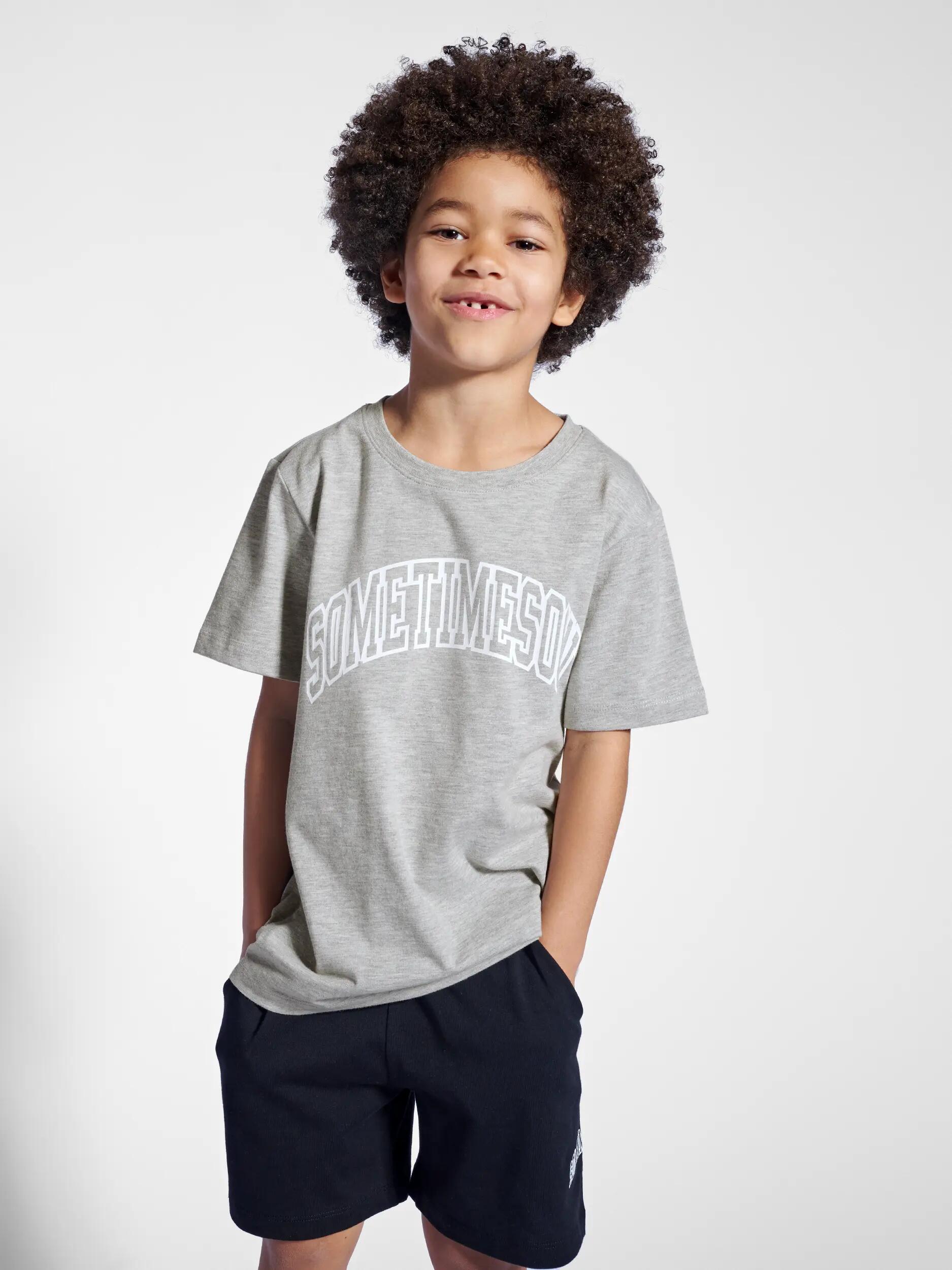 hummel stmOCEAN T-SHIRT S/S Bambini in cotone biologico grigio mélange 4/6