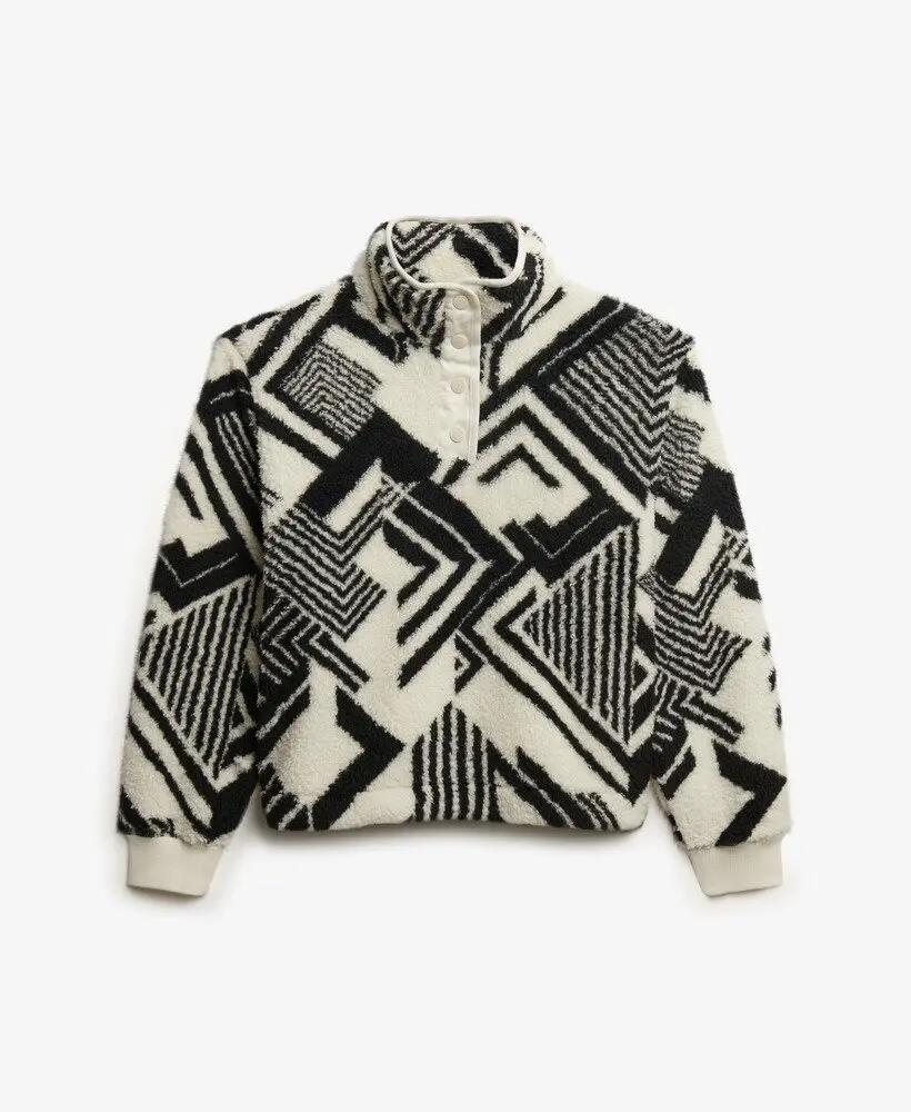 superdry Dames sweater Super Soft Printed Teddy Fleece van gerecycled polyester 7/7