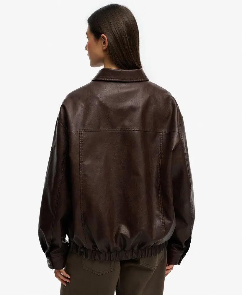 superdry Veste Bomber Oversized Col - Look simili cuir 5/5