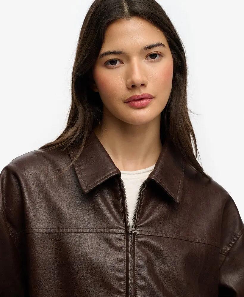 superdry Veste Bomber Oversized Col - Look simili cuir 4/5