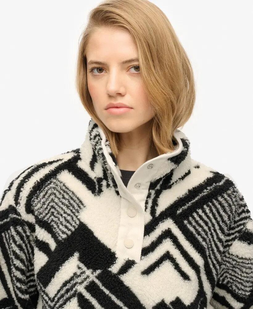 superdry Dames sweater Super Soft Printed Teddy Fleece van gerecycled polyester 4/7