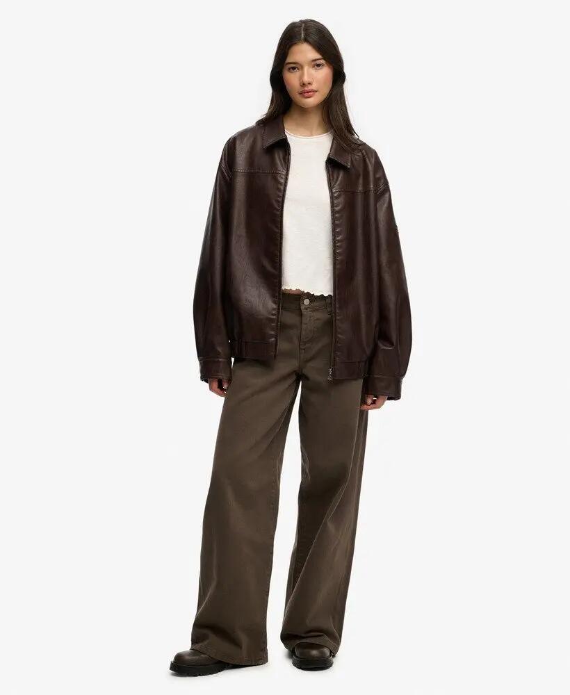 superdry Veste Bomber Oversized Col - Look simili cuir 3/5