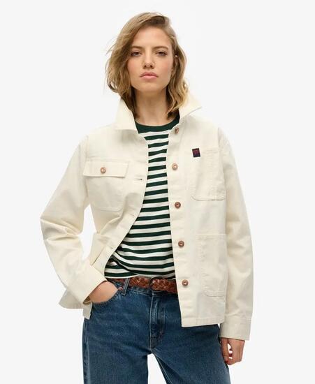 superdry Chore Jacket Damenjacke aus 100% Baumwolle OFF WHITE