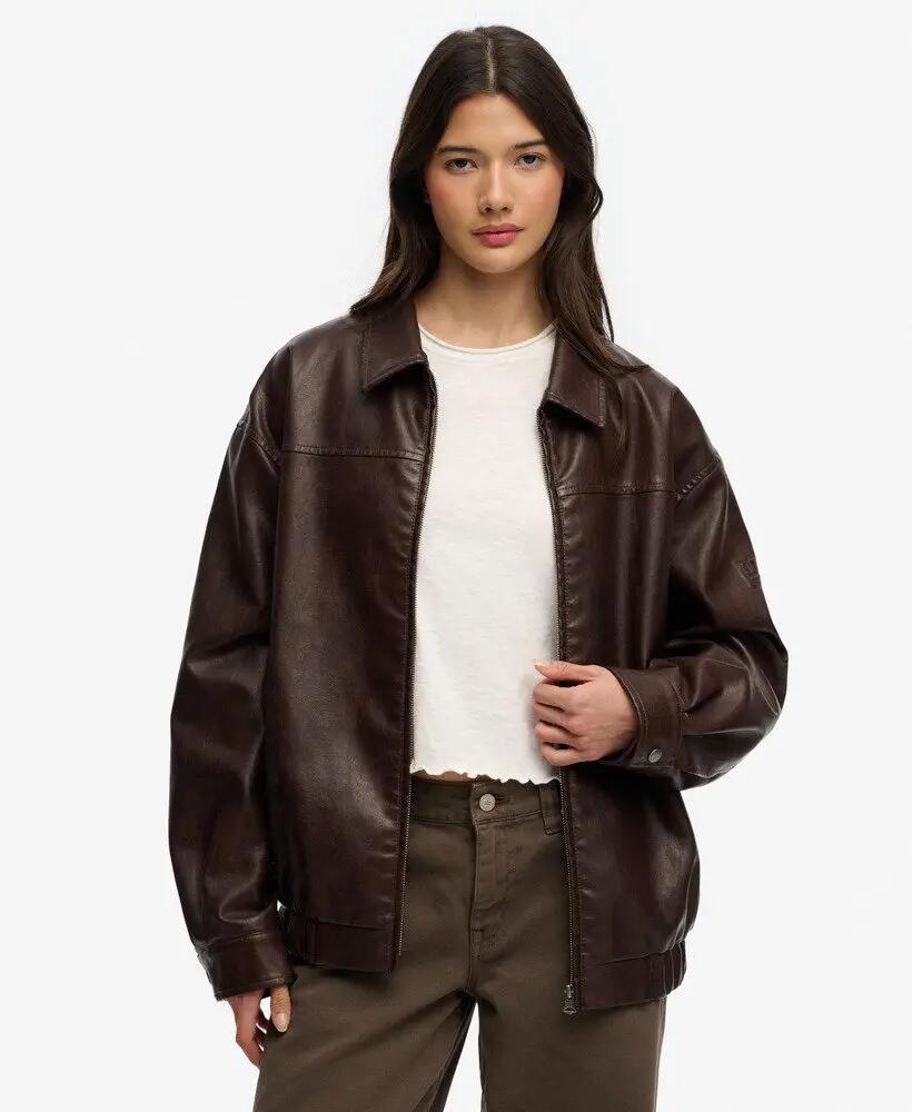 superdry Veste Bomber Oversized Col - Look simili cuir 2/5