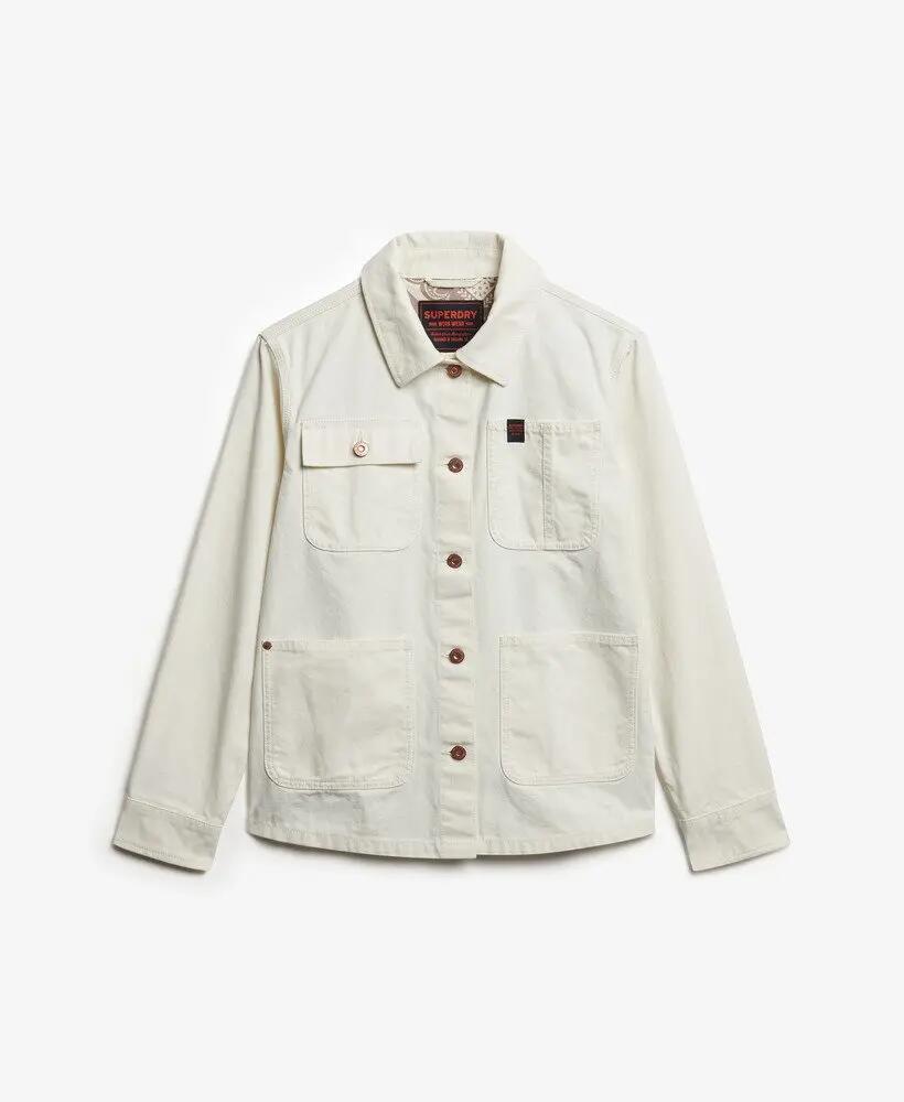 superdry Chore Jacket casaco mulher 100% algodão OFF WHITE 6/6