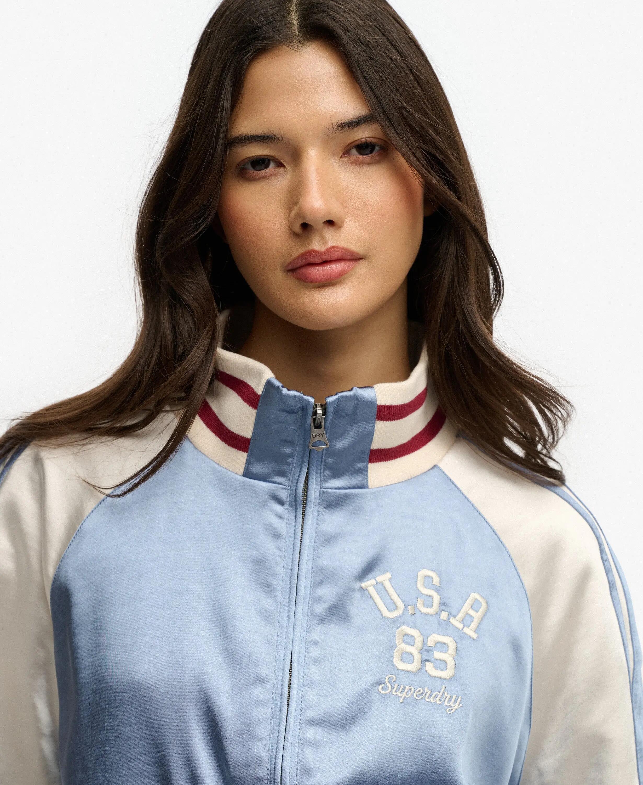 superdry Suika Track Jacket – damska kurtka oversize z poliestru, Tidal Blue 4/5