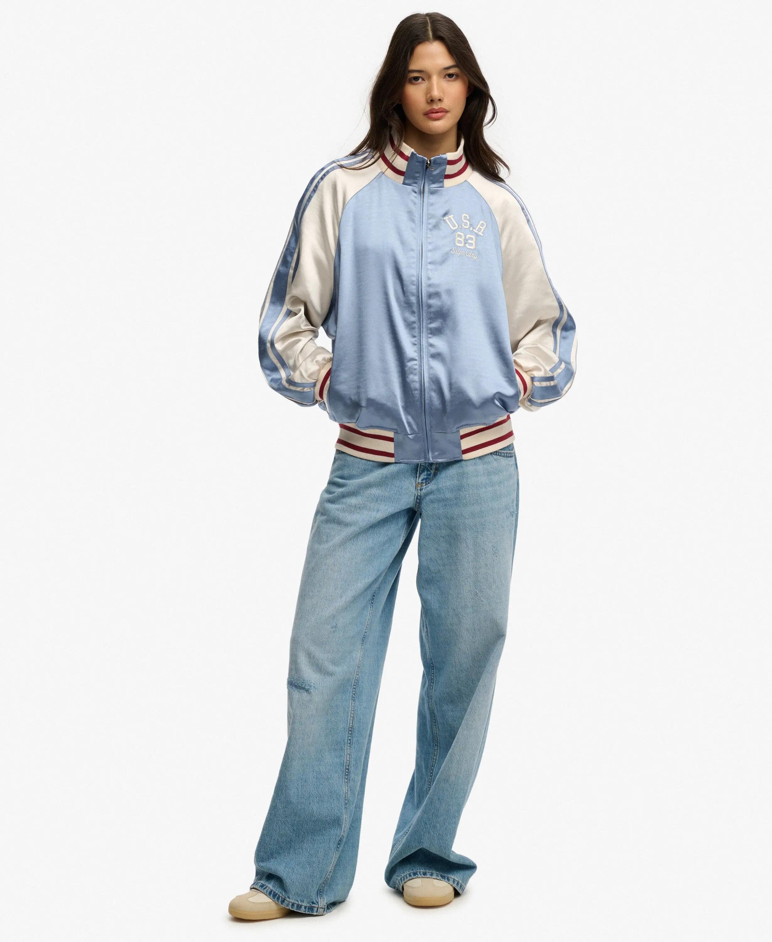 superdry Suika Track Jacket – damska kurtka oversize z poliestru, Tidal Blue 3/5