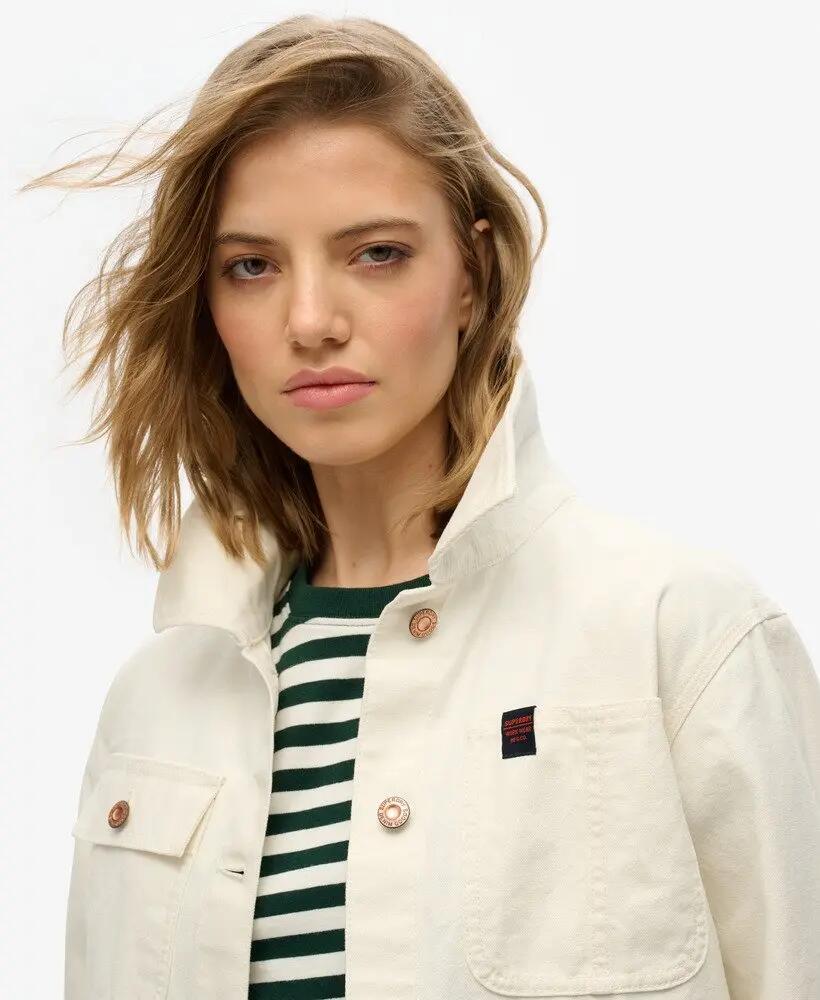 superdry Chore Jacket casaco mulher 100% algodão OFF WHITE 3/6