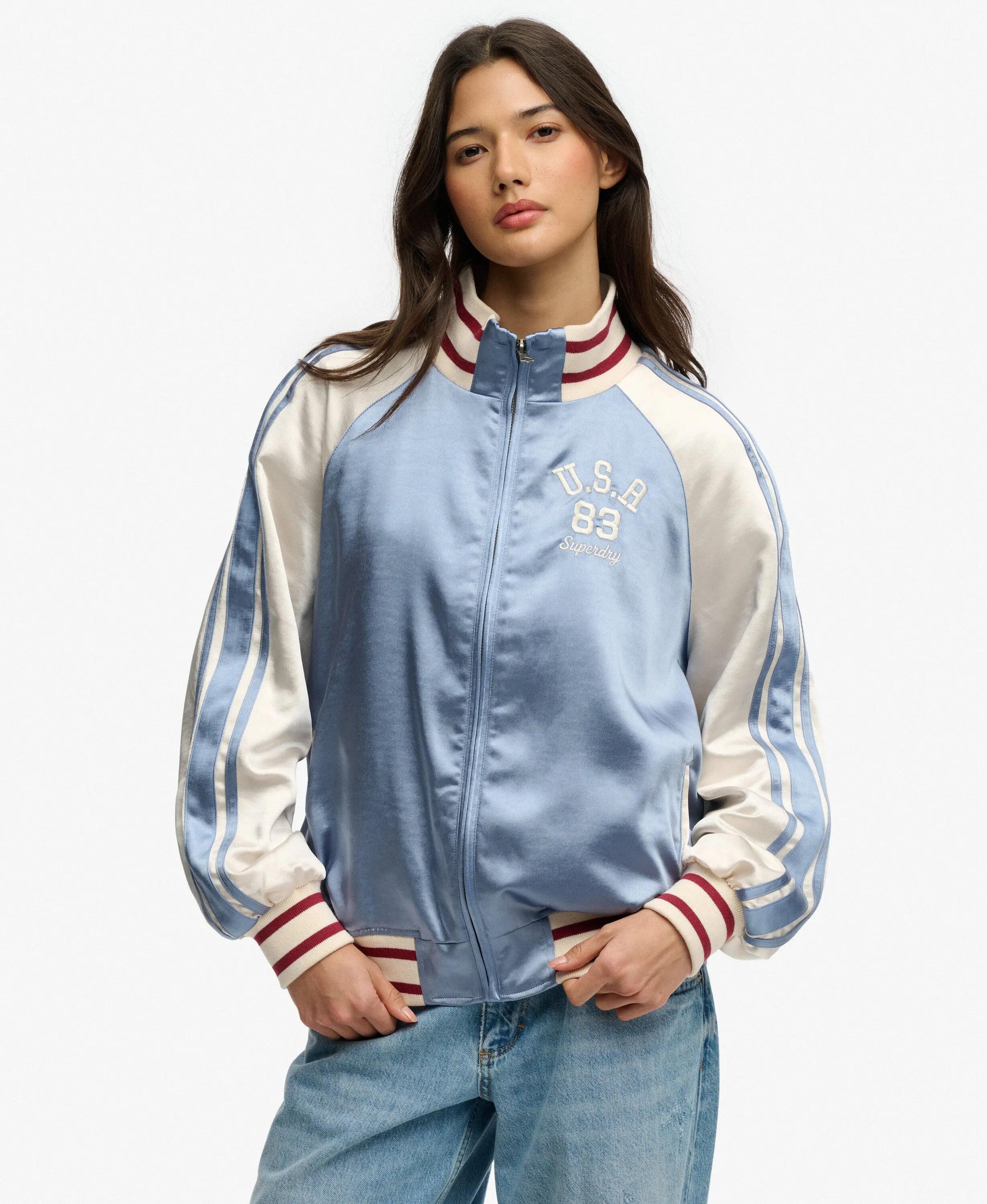 superdry Suika Track Jacket – damska kurtka oversize z poliestru, Tidal Blue 2/5