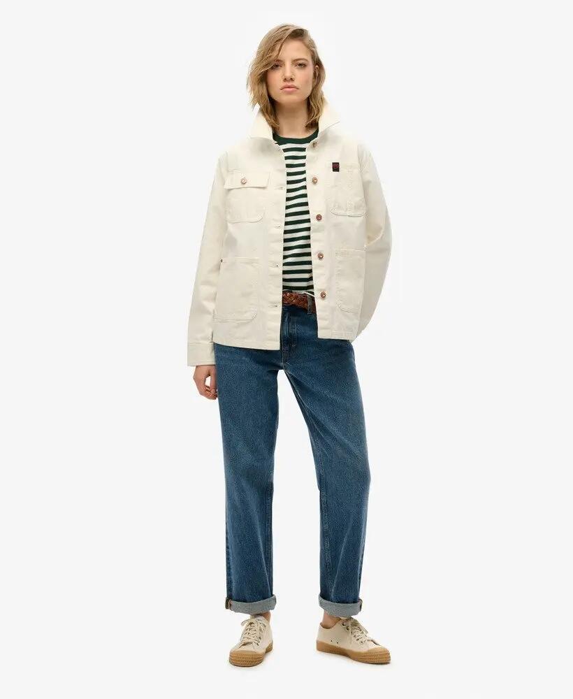superdry Chore Jacket casaco mulher 100% algodão OFF WHITE 2/6