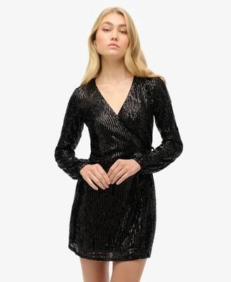 Superdry wikkel mini-jurk met pailletten