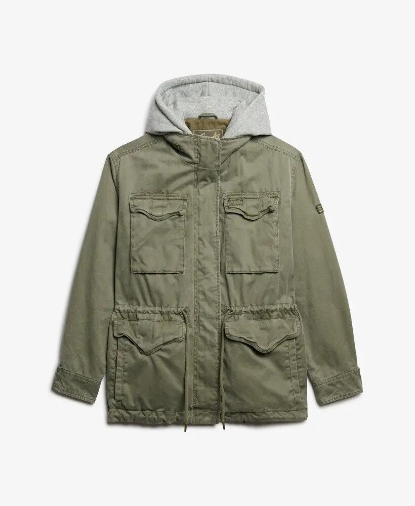 superdry Casaco Jersey Hooded Military Jkt Mulher Chive Green 7/7