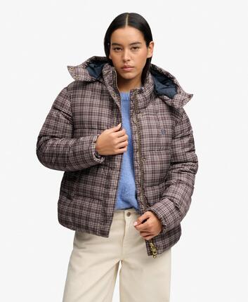 superdry Cazadora acolchada Premium estampada cuadros - Chestnut Brown Check