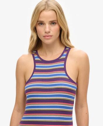 superdry Vintage Stripe Racer Kleid – 100% Bio-Baumwolle – Summer Yellow Stripe