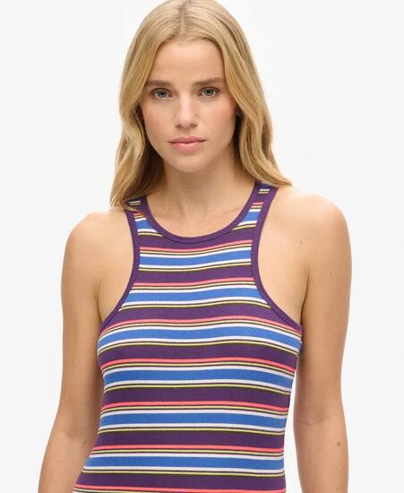 superdry Vintage Stripe Racer Kleid – 100% Bio-Baumwolle – Summer Yellow Stripe