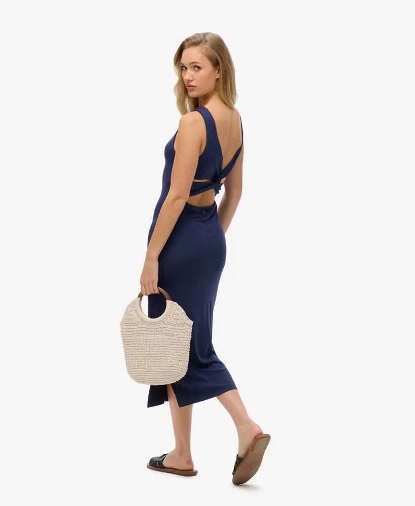 superdry Vestido midi Jersey Twist Back em modal e poliéster 4/5