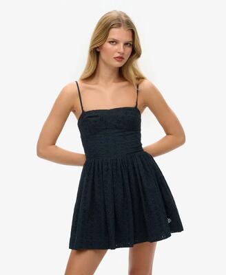 Superdry broderie cami mini jurk van katoen