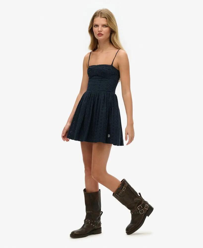 superdry Vestido Broderie Cami Mini Dress 100% algodão 5/5