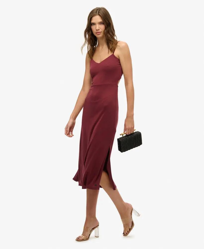 superdry Vestido Studios Jersey costas abertas Port Brown 5/5