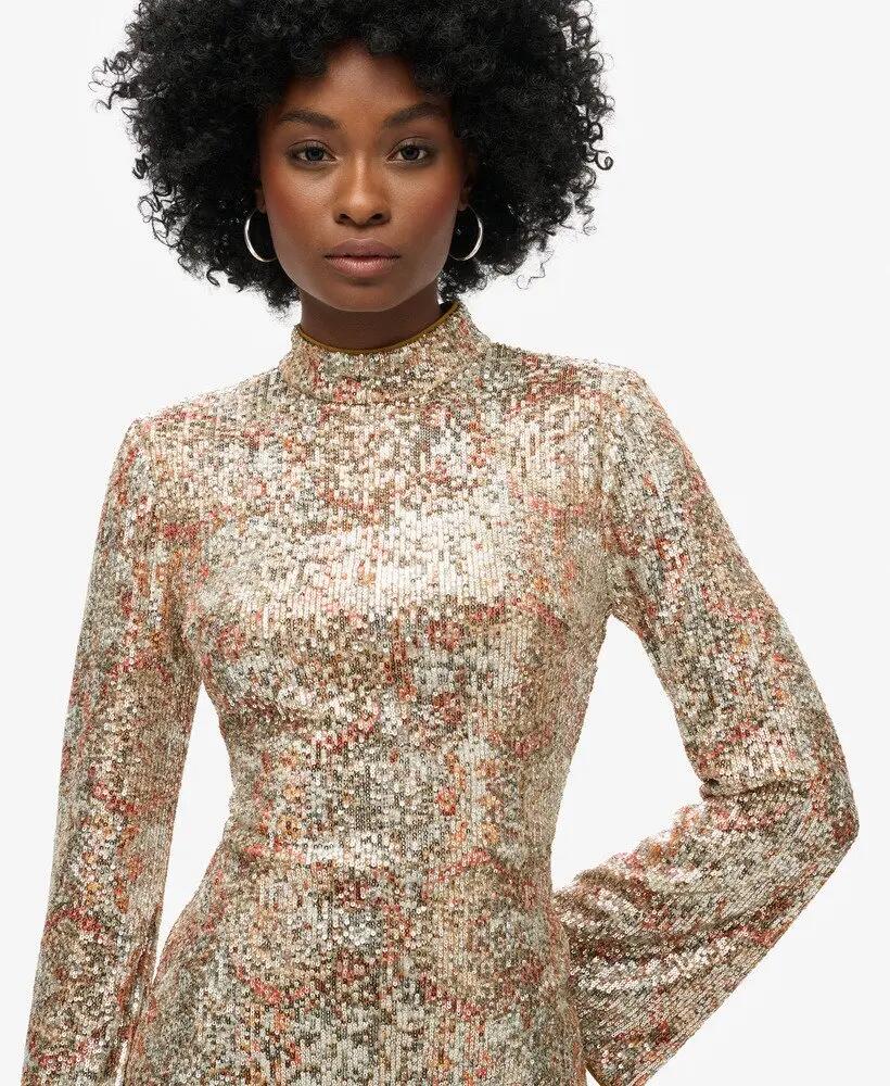 superdry Vestido mini com lantejoulas Paisley, manga comprida 5/7