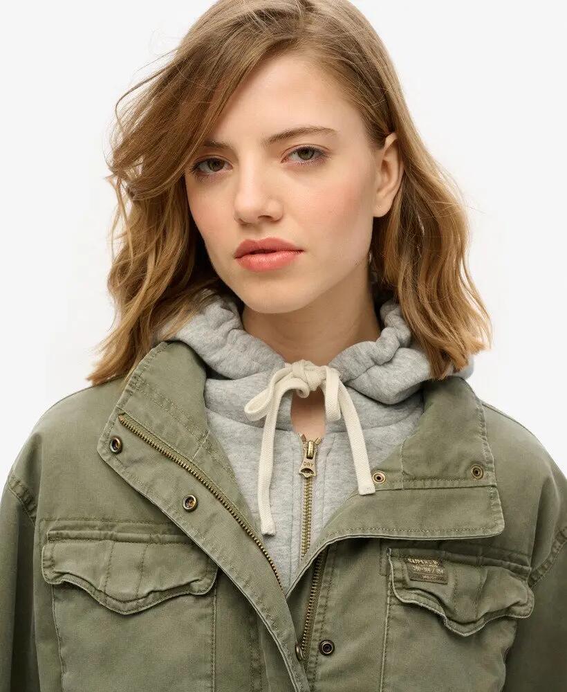 superdry Casaco Jersey Hooded Military Jkt Mulher Chive Green 3/7