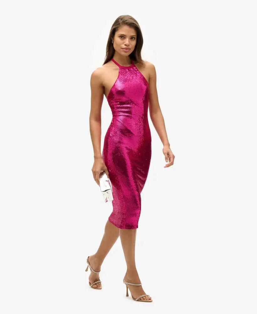 superdry Vestido midi halter com lantejoulas 4/6