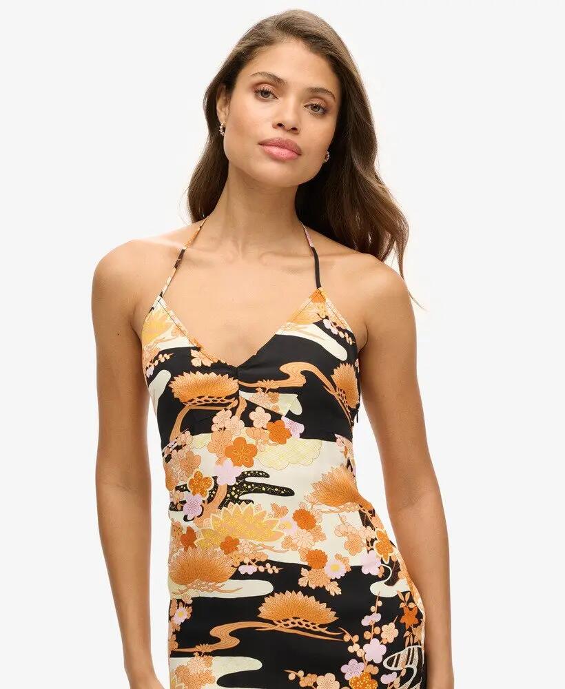 superdry Vestido slip midi estampado com alças – corte slim 2/4
