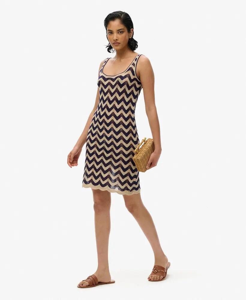 superdry Mini sukienka Zigzag Knit z bawełną i akrylem 4/5