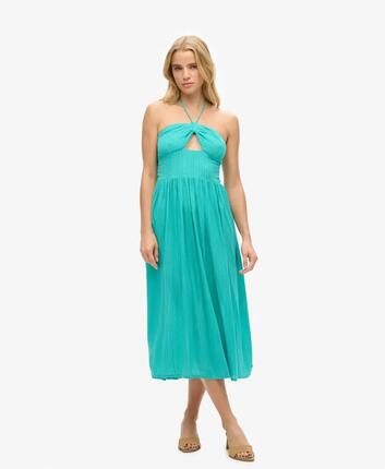 superdry Sukienka Midi Cut Out z wiskozy – Tropical Green