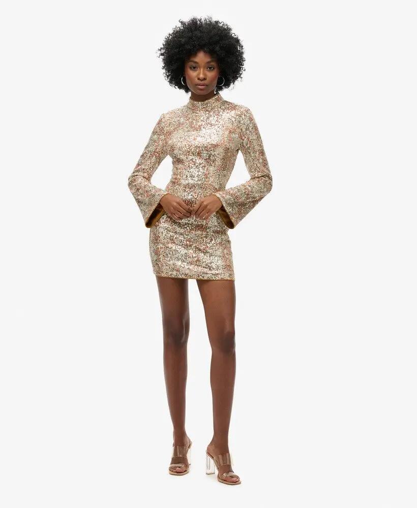 superdry Vestido mini com lantejoulas Paisley, manga comprida 3/7