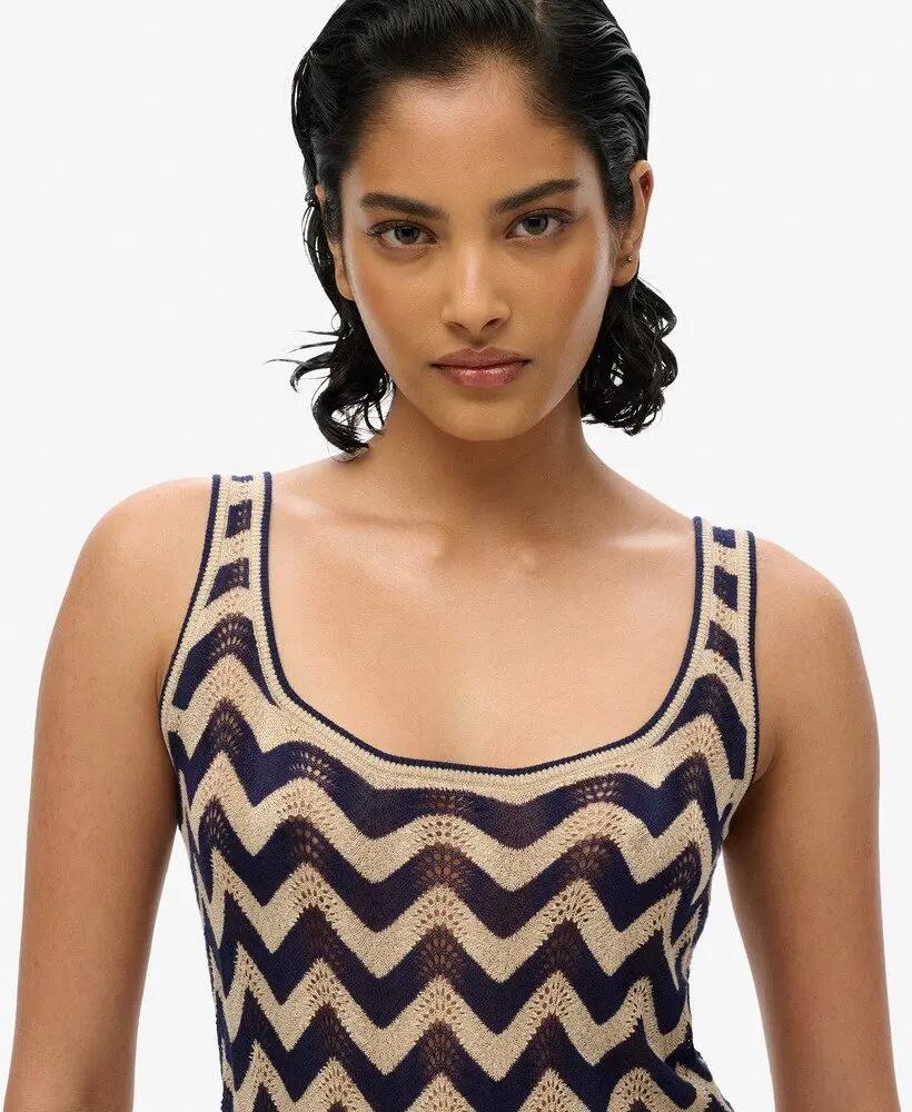 superdry Mini sukienka Zigzag Knit z bawełną i akrylem 3/5