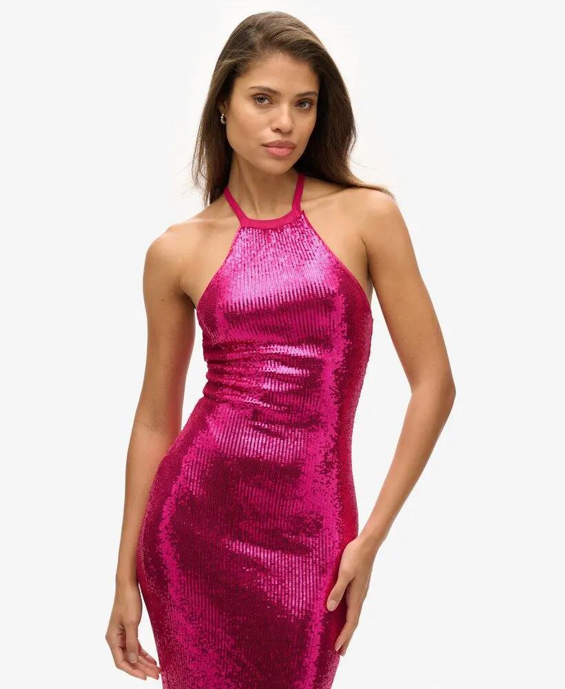superdry Vestido midi halter com lantejoulas 2/6