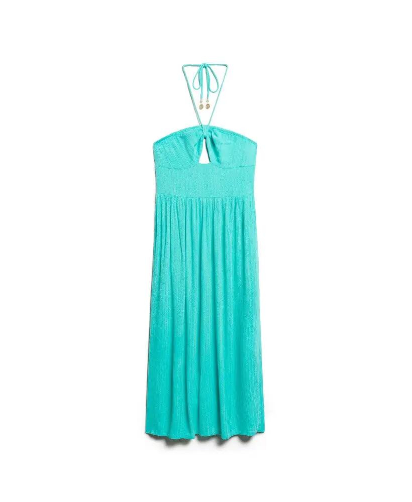 superdry Vestido midi Cut Out em viscose Tropical Green 7/7