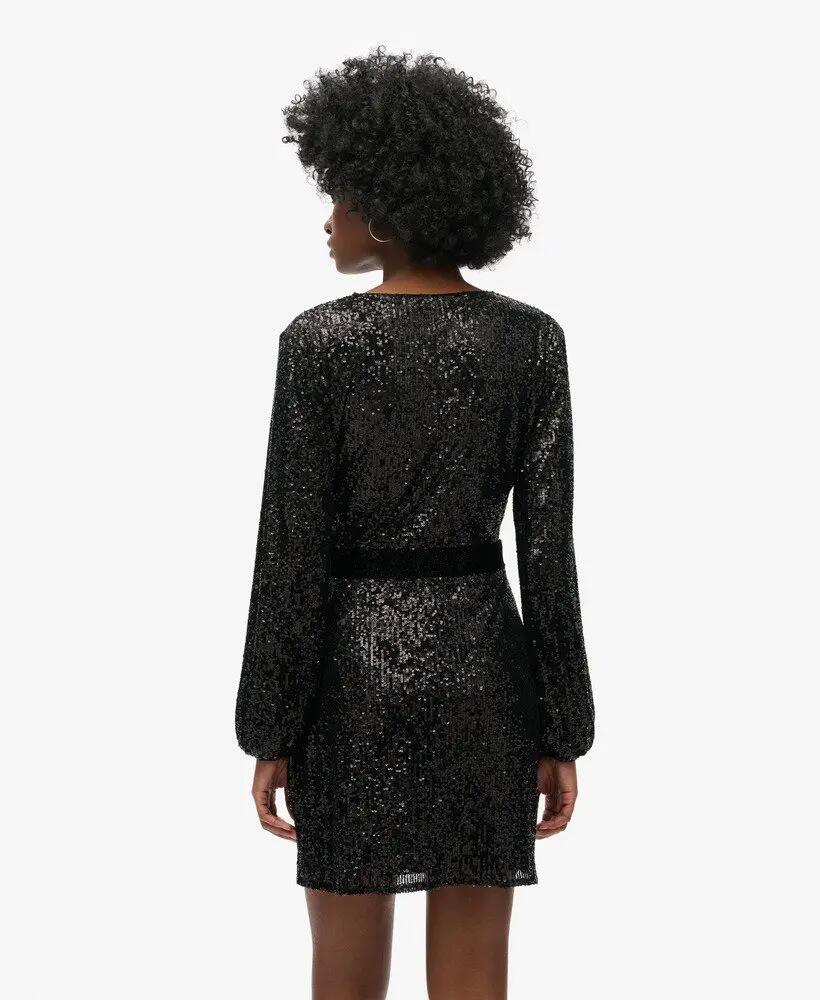 superdry Wikkel mini-jurk van fluweel met pailletten 4/7