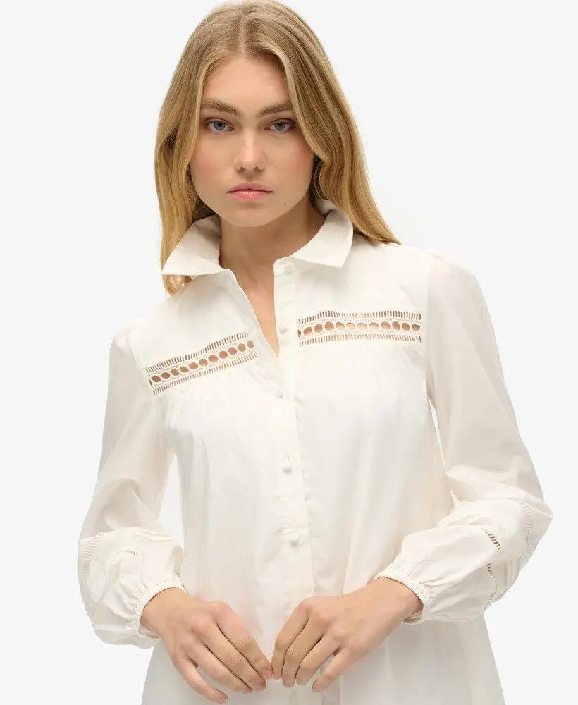 superdry Vestido-chemise Lace Mix em algodão Chalk White 3/7