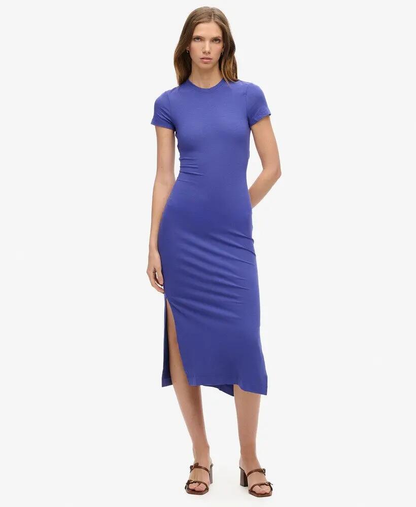 superdry Midi T-Shirt Dress en viscosa elástica – corte slim, espalda abierta 2/6